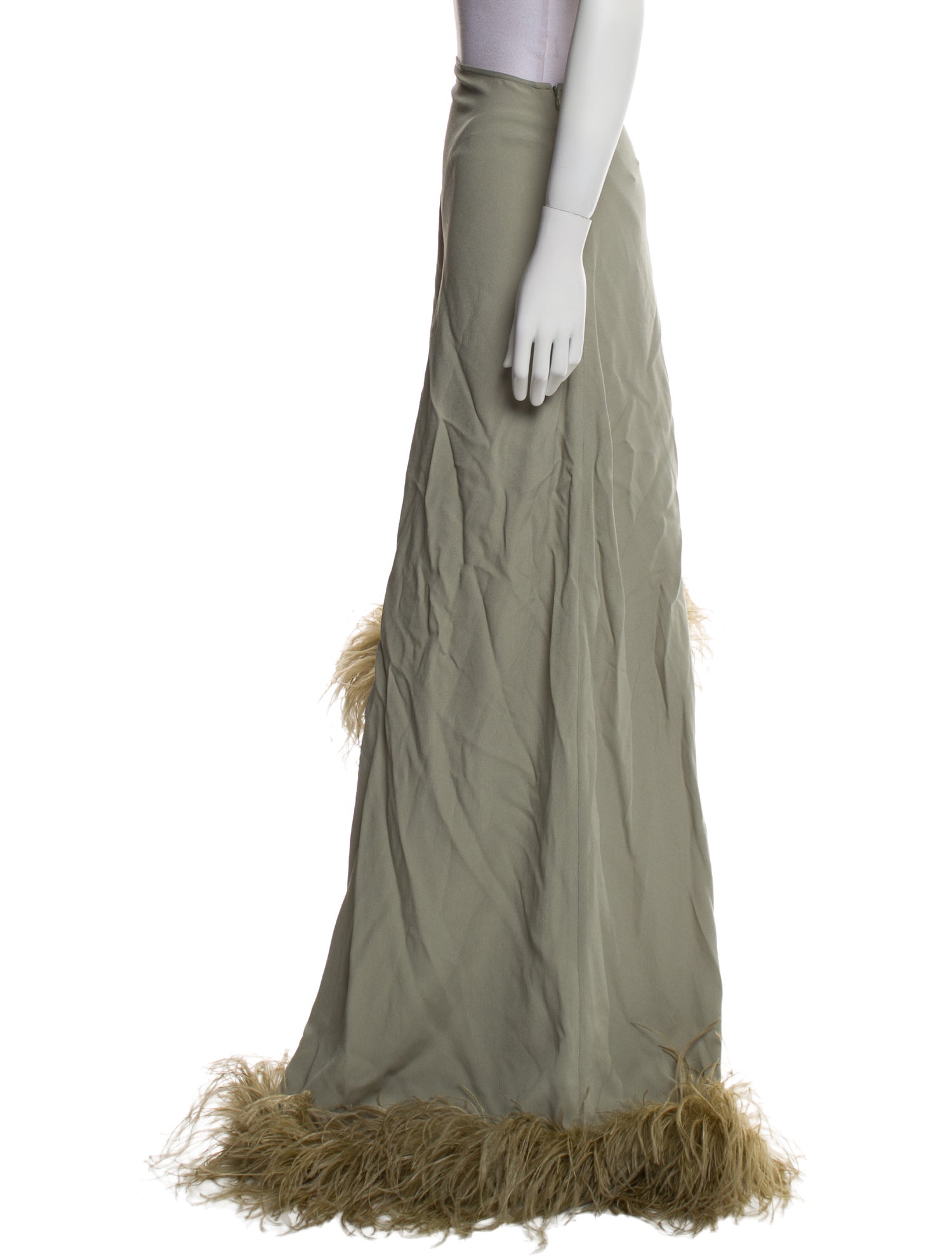 Taller Marmo Feather Trim Long Skirt