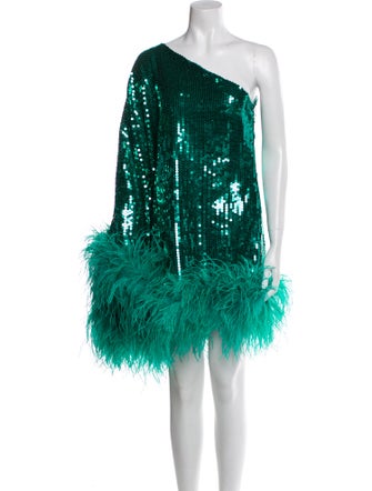Taller Marmo Ostrich Feather Mini Dress