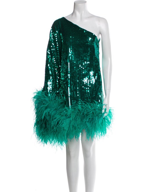 Taller Marmo Ostrich Feather Mini Dress
