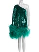 Taller Marmo Ostrich Feather Mini Dress