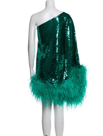 Taller Marmo Ostrich Feather Mini Dress