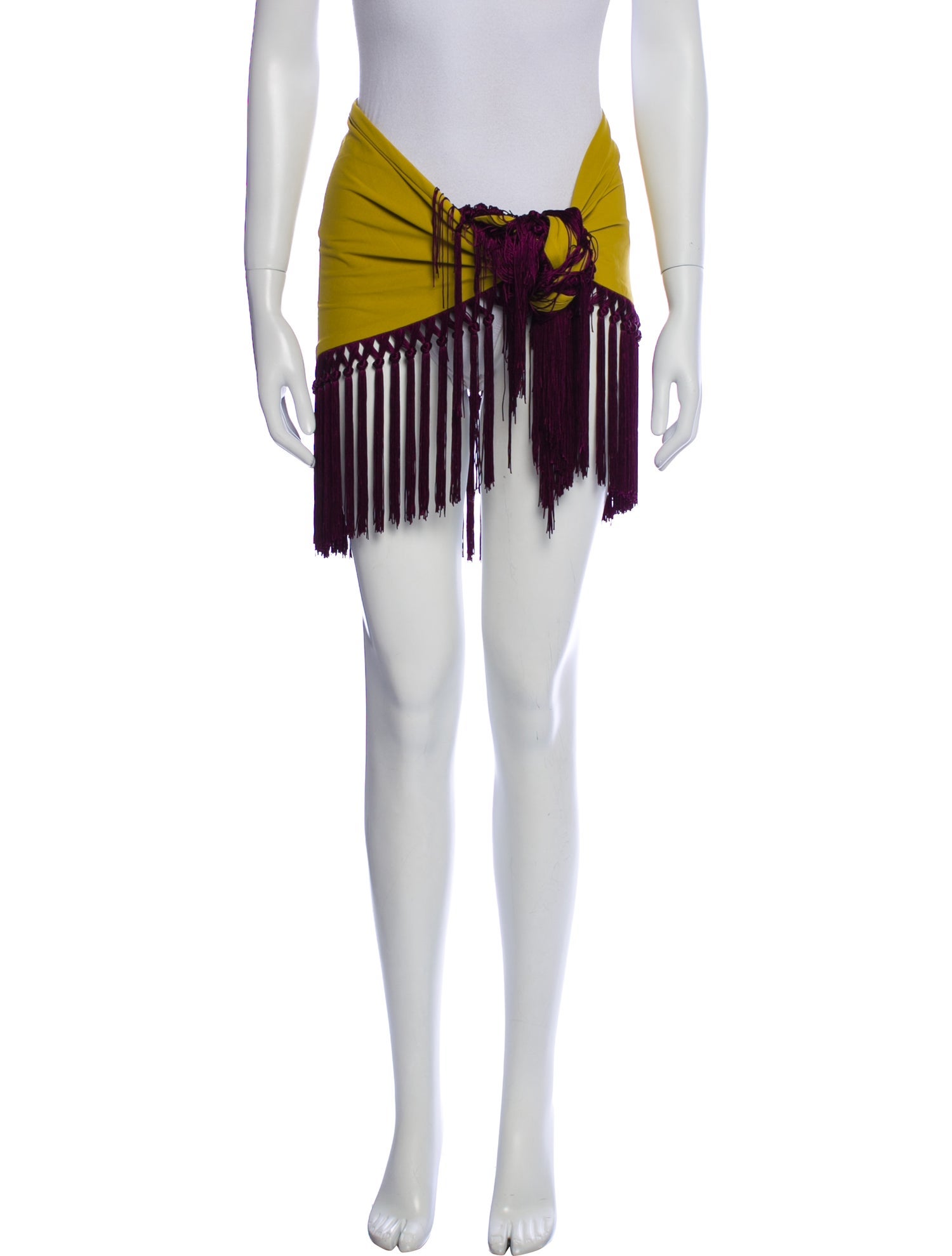 Taller Marmo Colorblock Pattern Fringe Trim Accent Cover-Up