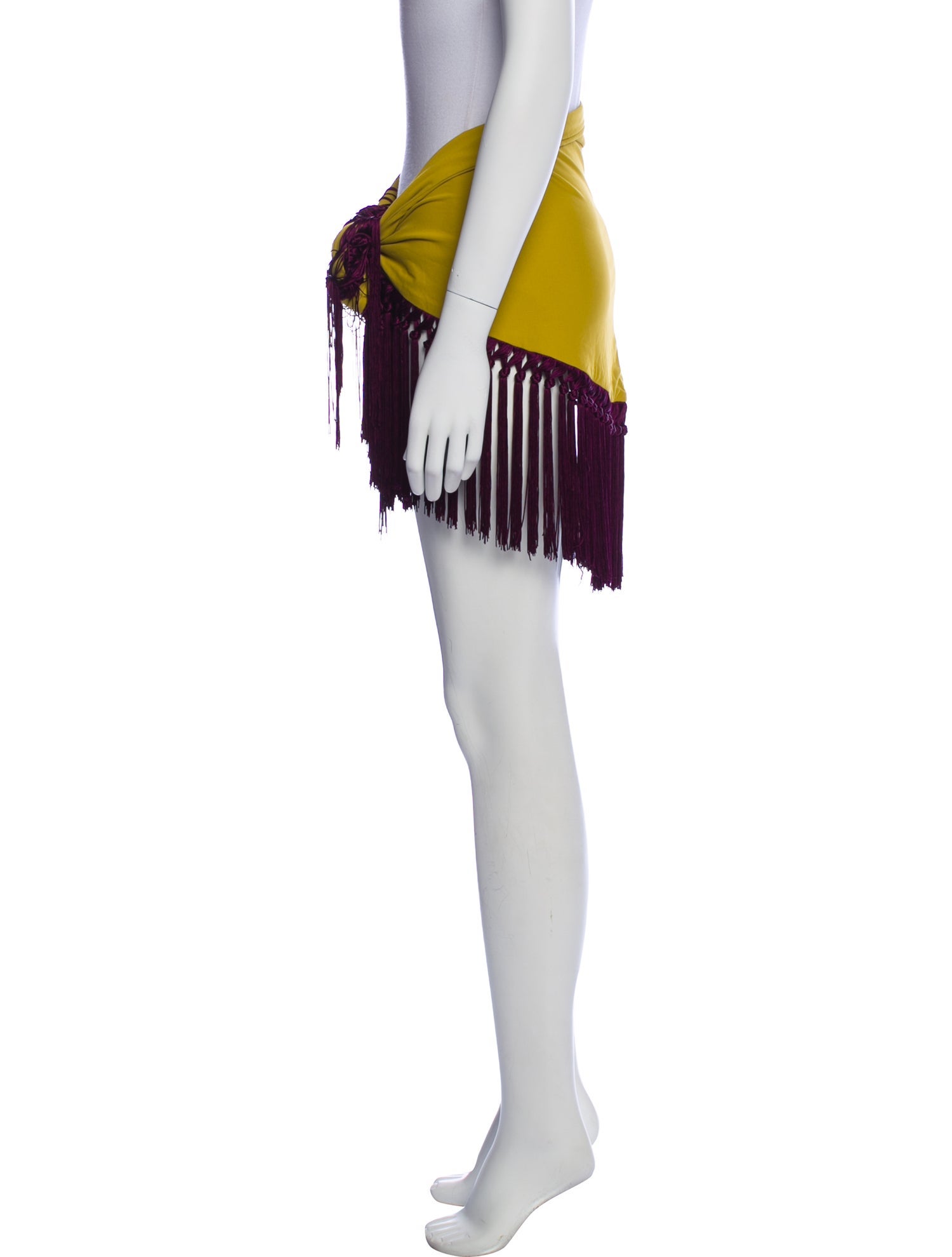 Taller Marmo Colorblock Pattern Fringe Trim Accent Cover-Up
