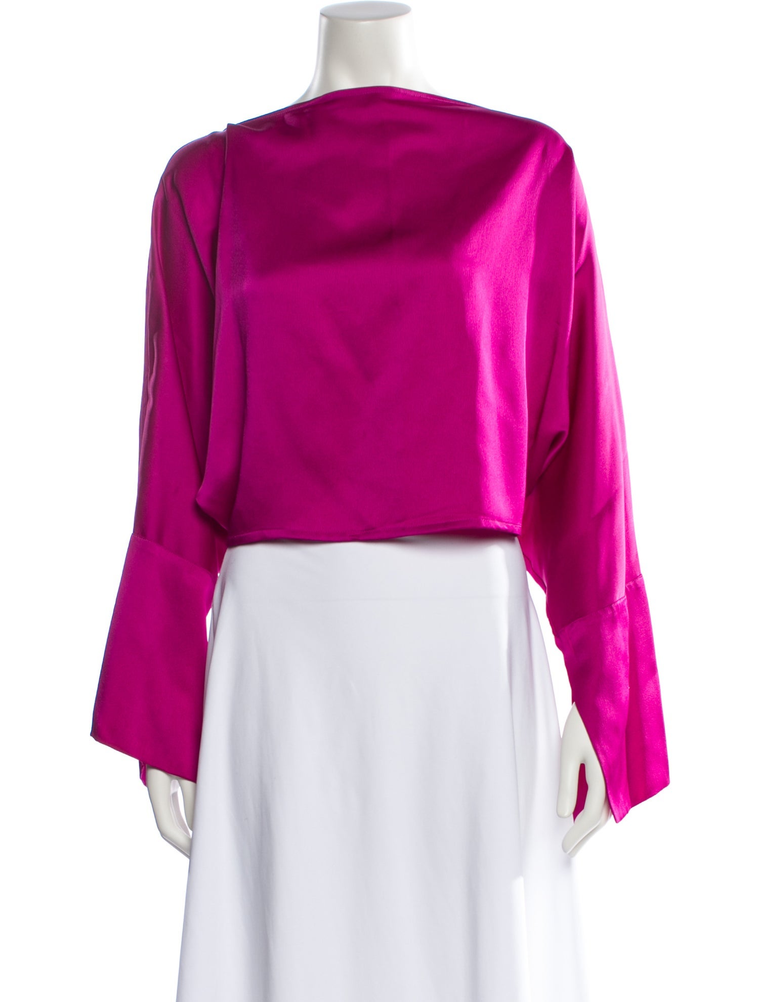 Taller Marmo Bateau Neckline Long Sleeve Crop Top