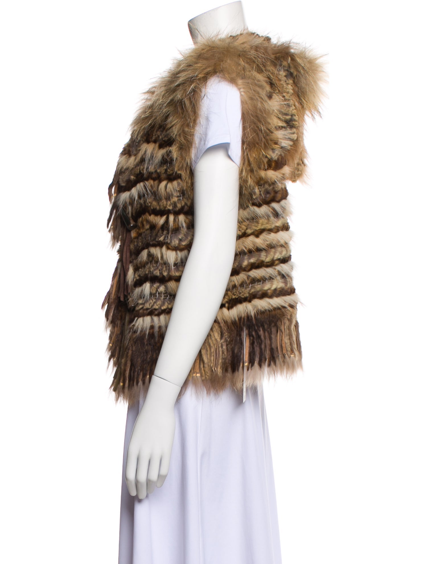 Trilogy Striped Fur Jacket