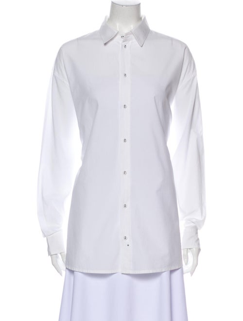 Tomas Maier Long Sleeve Button-Up Top White