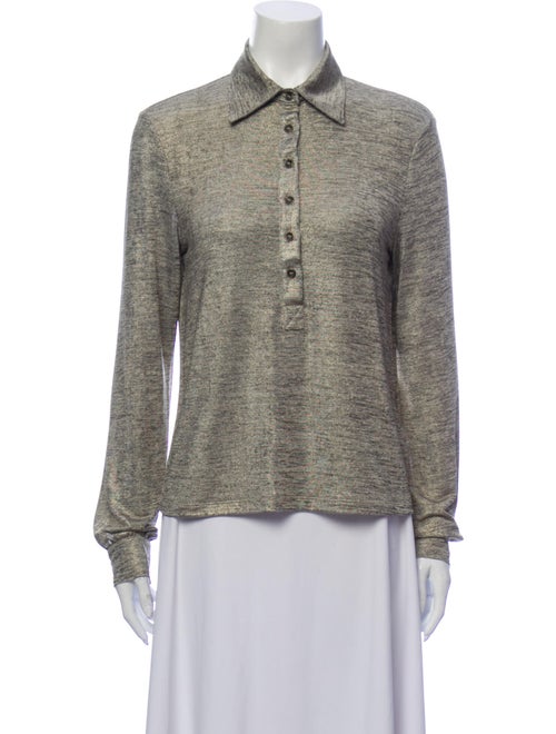 Tomas Maier Long Sleeve Blouse Metallic