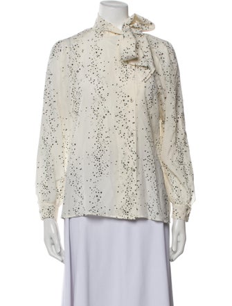 Tomas Maier Printed Tie Neck Button-Up Top