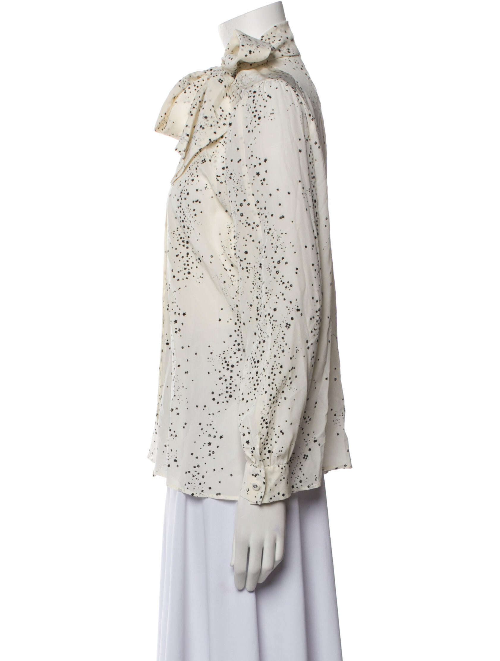 Tomas Maier Printed Tie Neck Button-Up Top