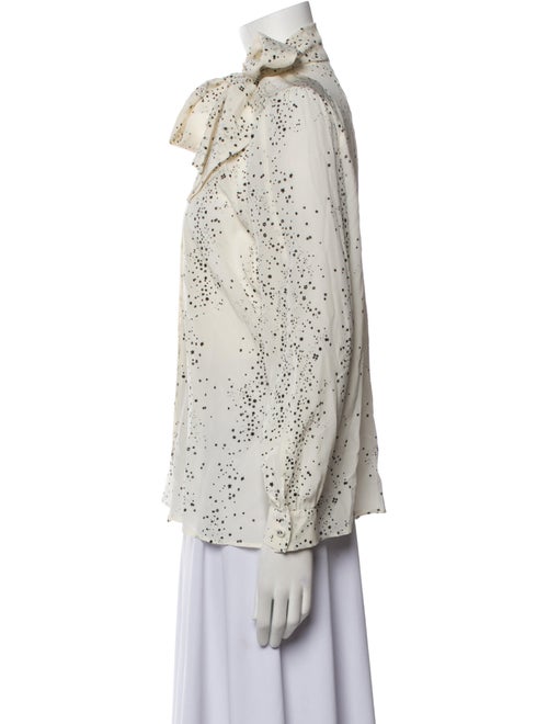 Tomas Maier Printed Tie Neck Button-Up Top