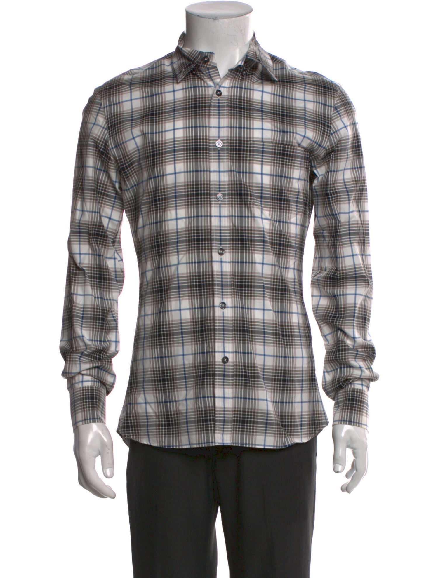Tomas Maier Plaid Print Long Sleeve Shirt