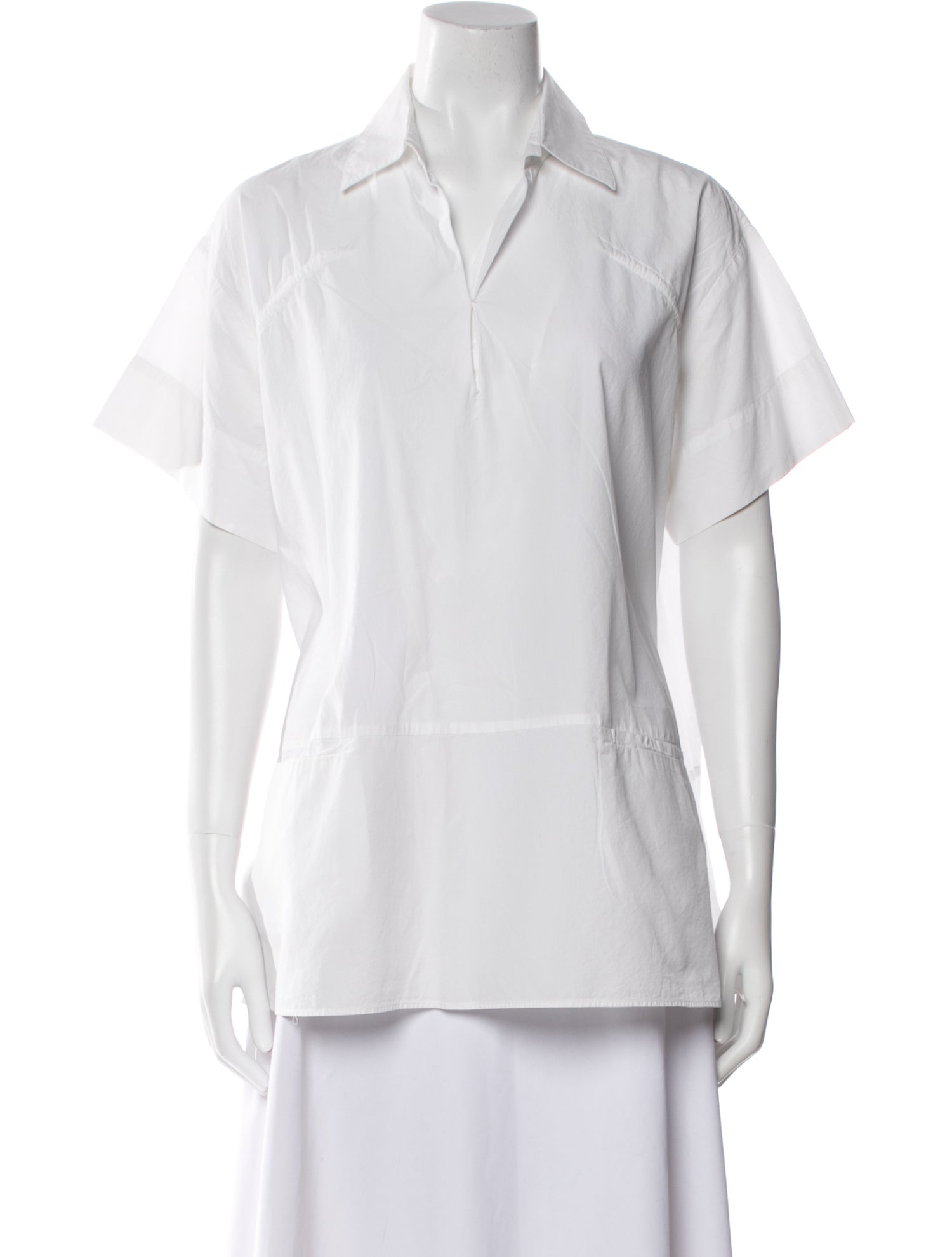 Tomas Maier V-Neck Short Sleeve Button-Up Top