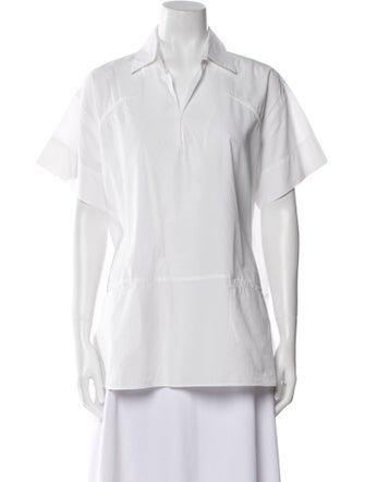 Tomas Maier V-Neck Short Sleeve Button-Up Top