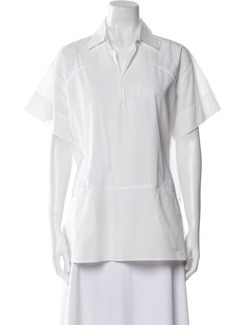 Tomas Maier V-Neck Short Sleeve Button-Up Top