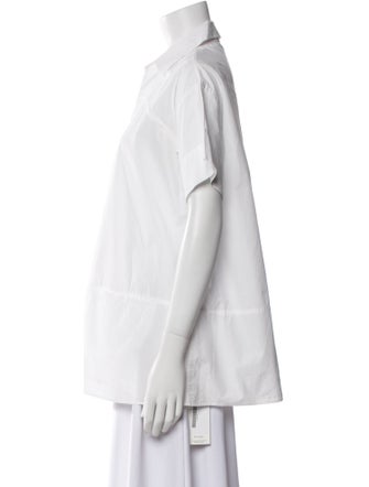 Tomas Maier V-Neck Short Sleeve Button-Up Top