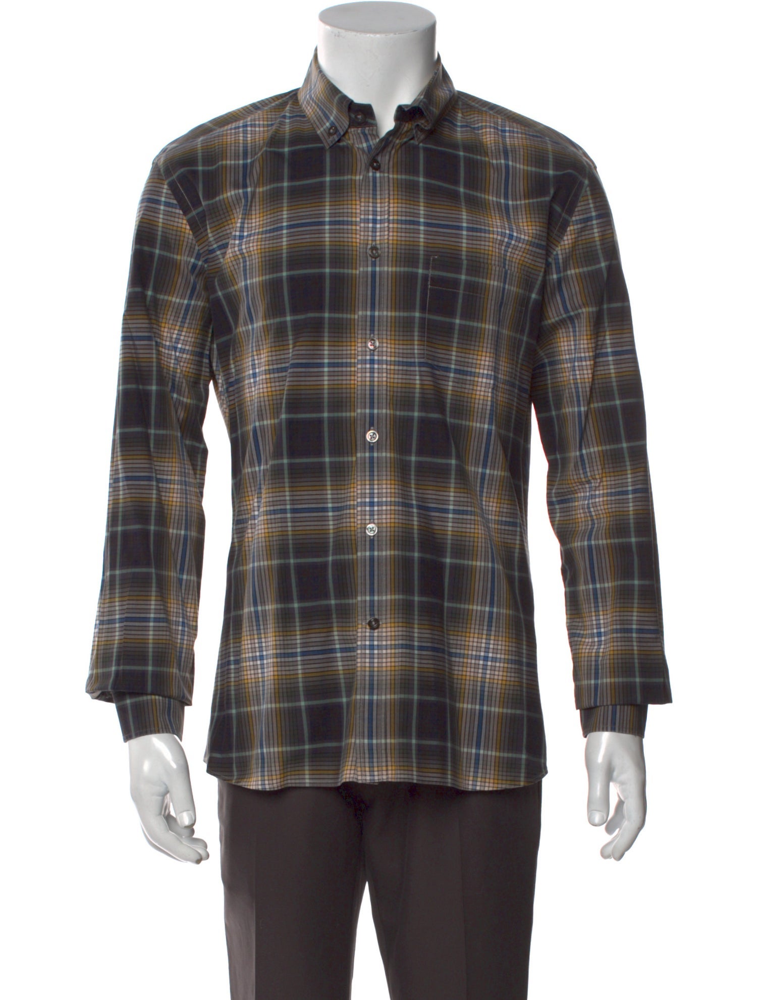 Tomas Maier Plaid Print Long Sleeve Shirt