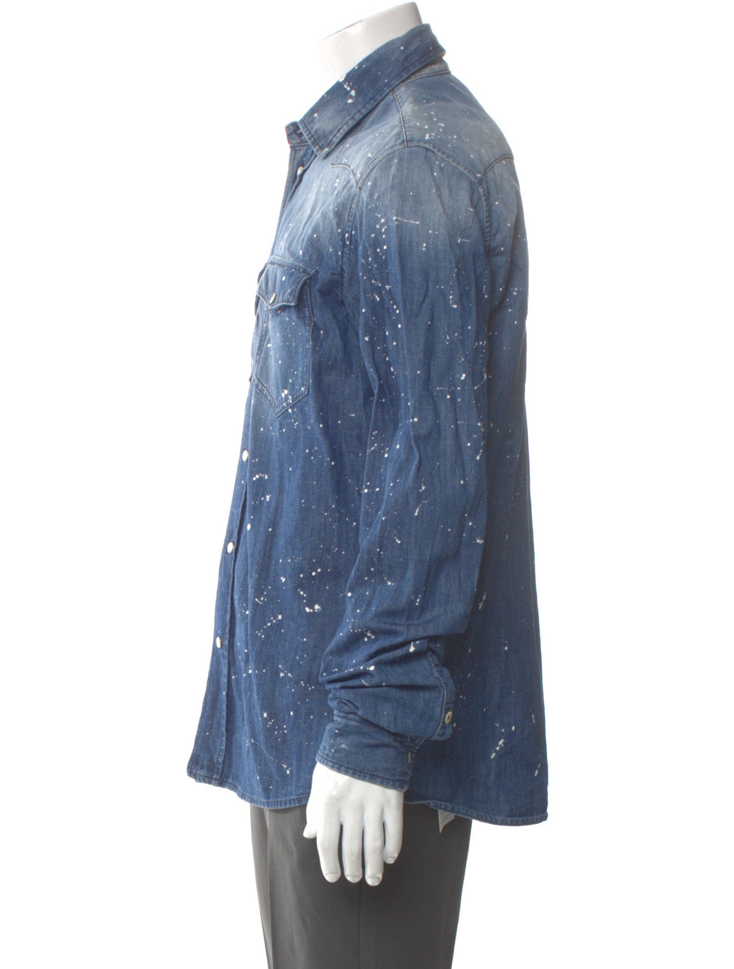 Tomas Maier Polka Dot Print Long Sleeve Denim Shirt