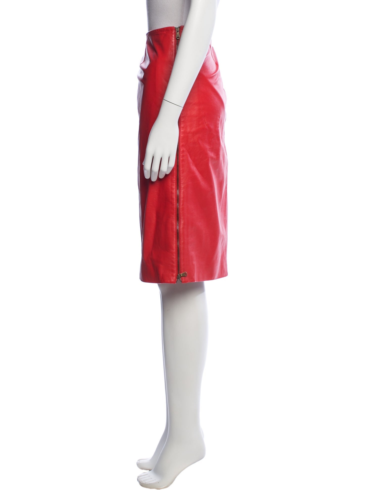 Tomas Maier Leather Midi Length Skirt