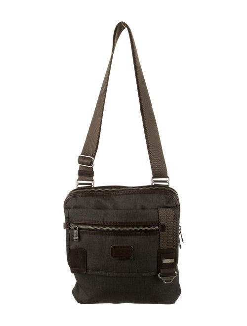 Tumi Leather-Trimmed Messenger Bag grey