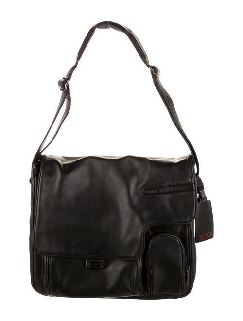 Tumi Leather Messenger Bag black
