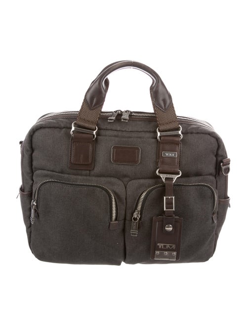 Tumi Leather-Trimmed Messenger Bag grey