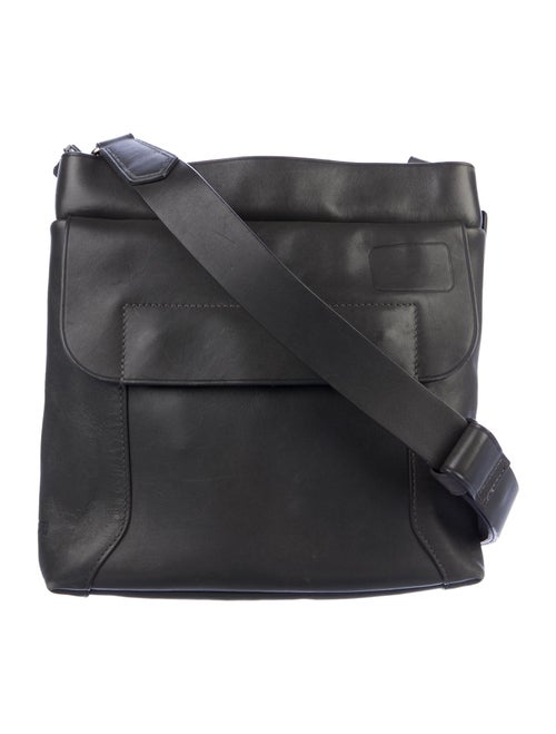 Tumi Leather Messenger Bag Grey
