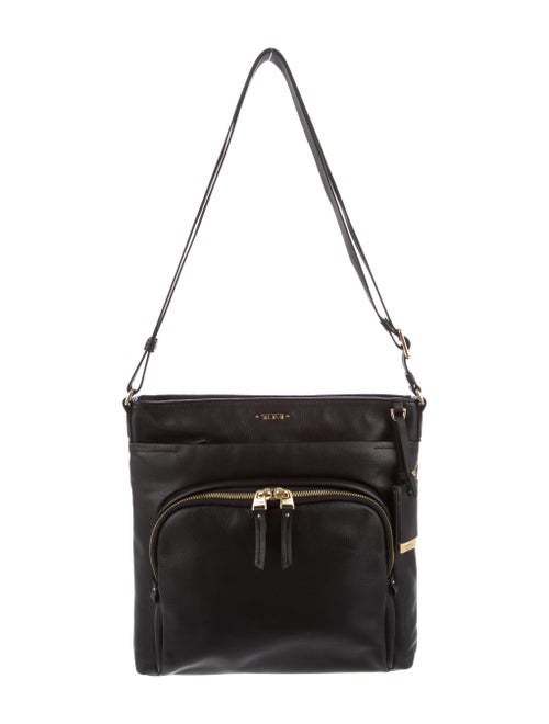 Tumi Leather Messenger Bag Black