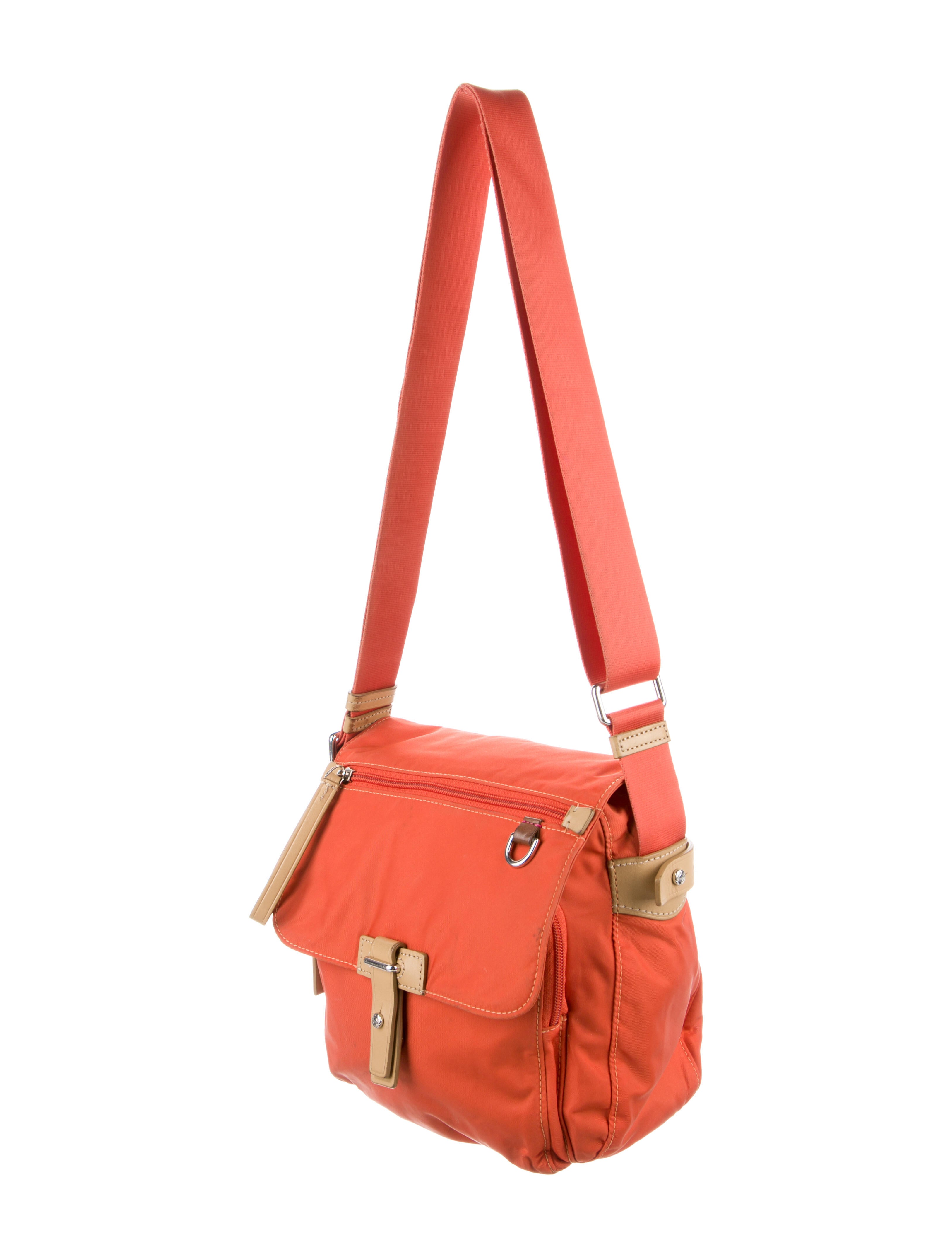 Tumi Leather Trimmed Nylon Shoulder Bag Orange Shoulder Bags