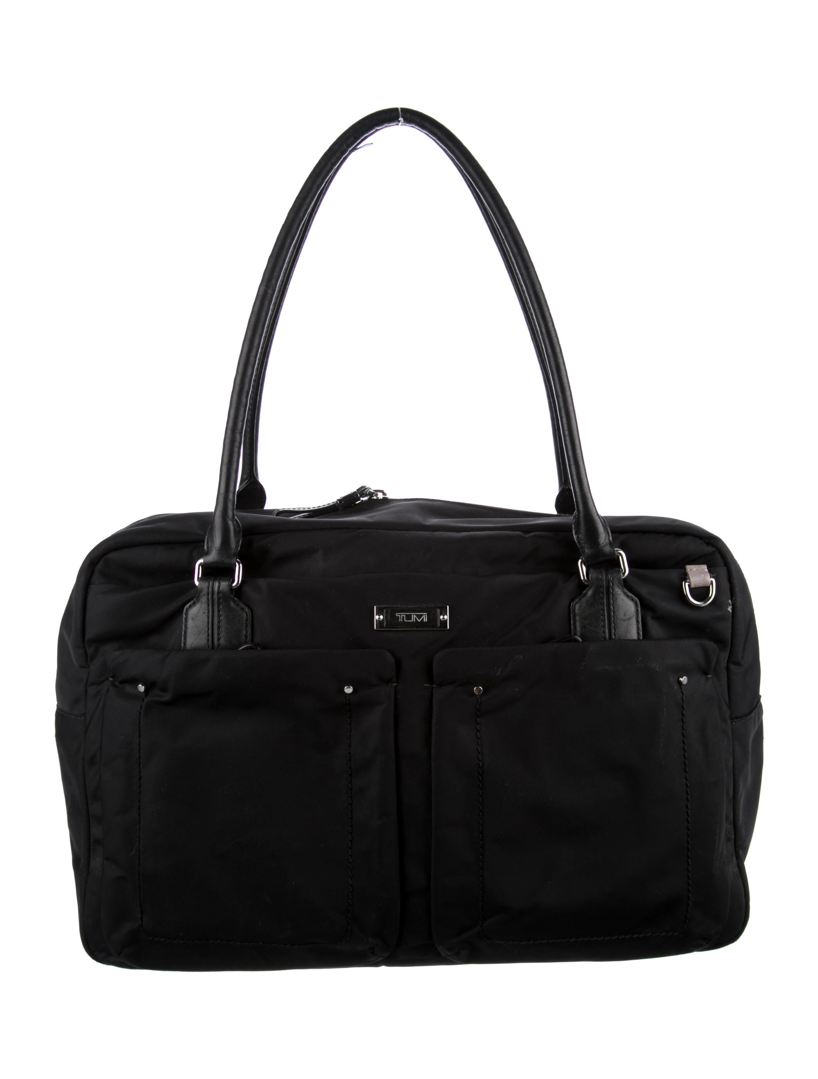 Tumi LeatherTrimmed Nylon Tote Black Shoulder Bags, Handbags