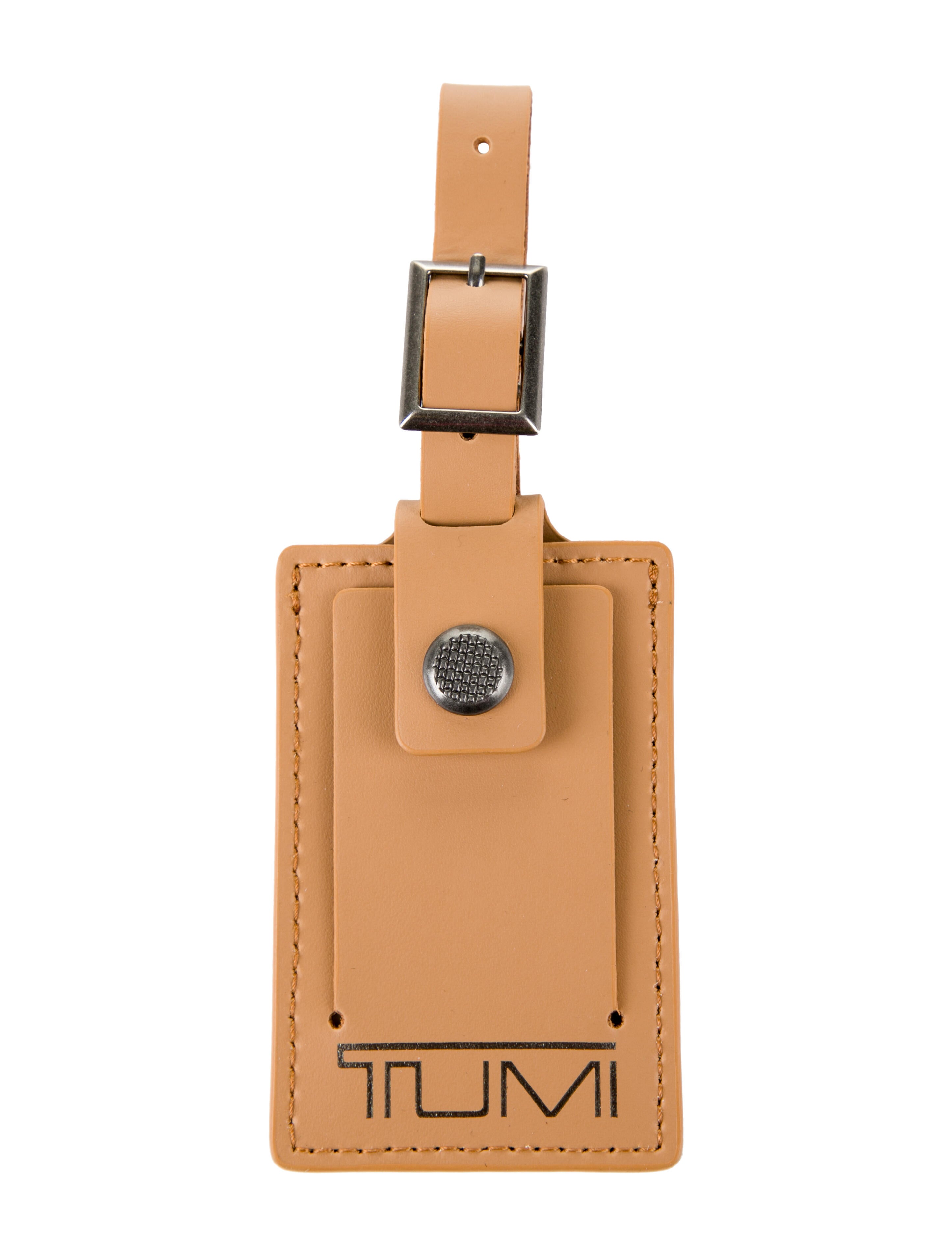Tumi Brown Leather Luggage Tag Neutrals Bag Accessories, Accessories