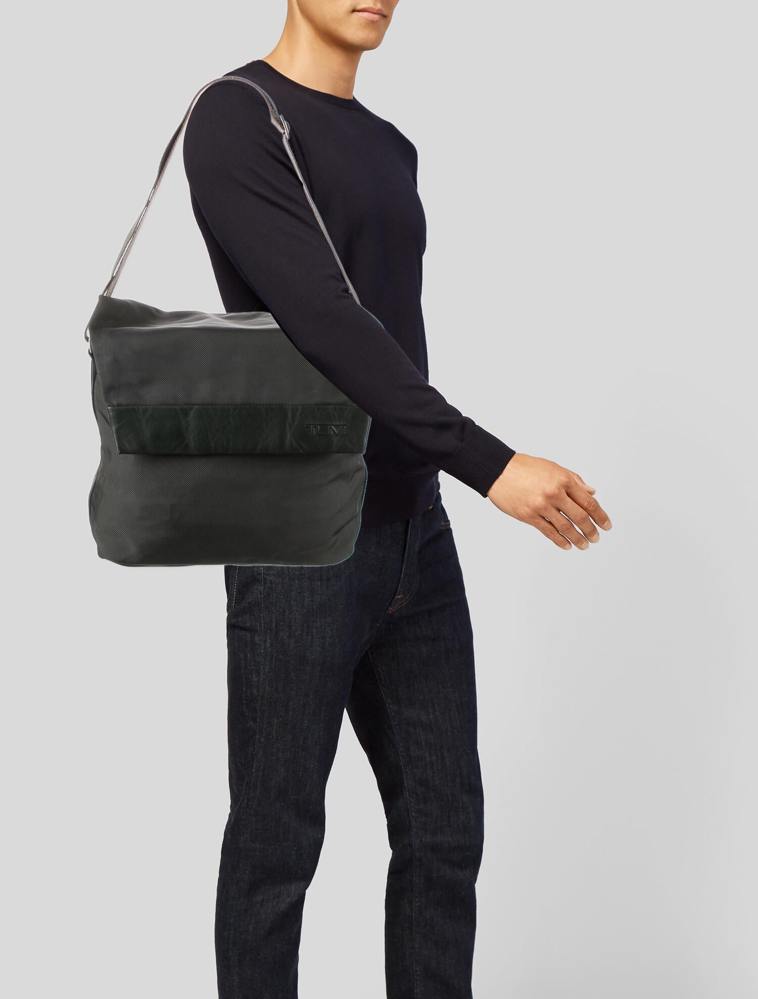 Tumi Nylon LeatherTrimmed Messenger Bag Green Messenger Bags, Bags