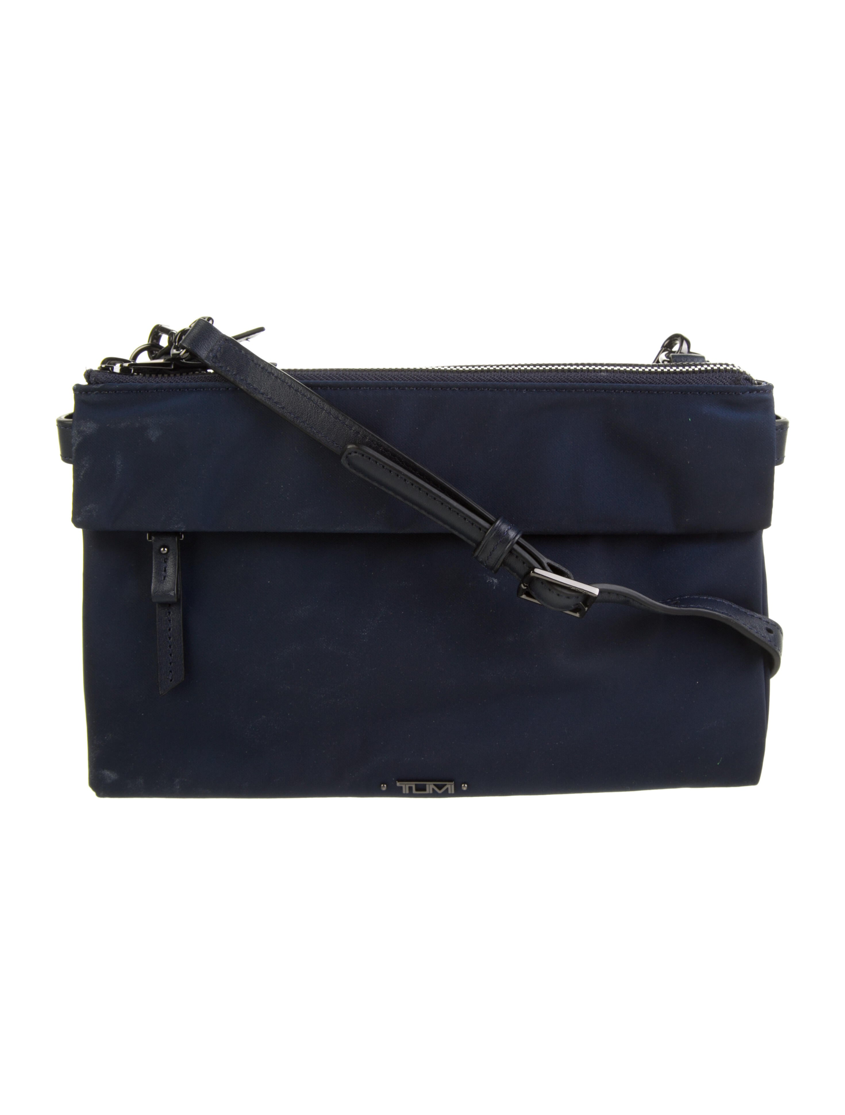 Tumi LeatherTrimmed Nylon Crossbody Bag Blue Crossbody Bags
