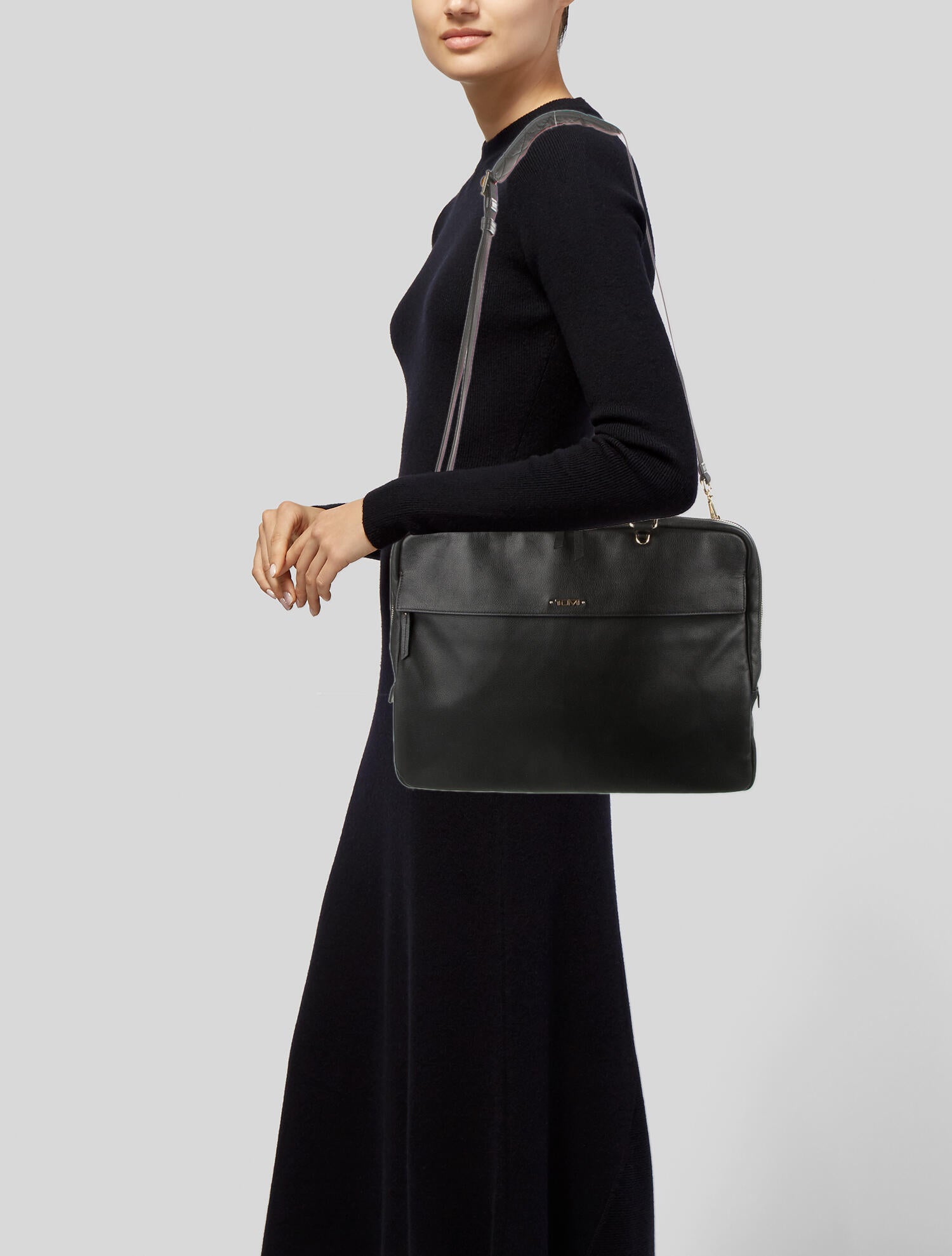 Tumi Leather Laptop Bag Black Handle Bags, Handbags TMI48160 The