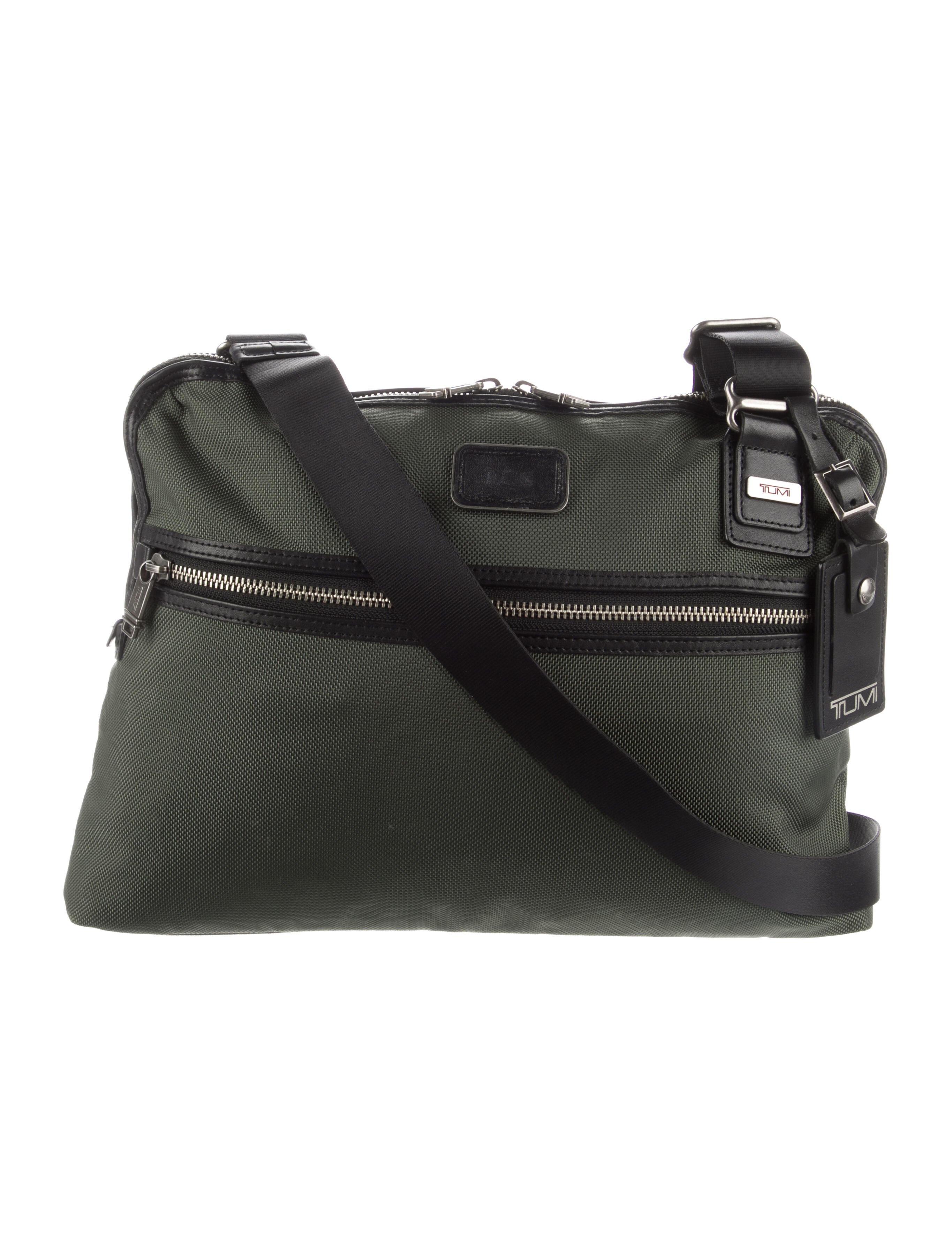 Tumi LeatherTrimmed Canvas Crossbody Bag Green Crossbody Bags