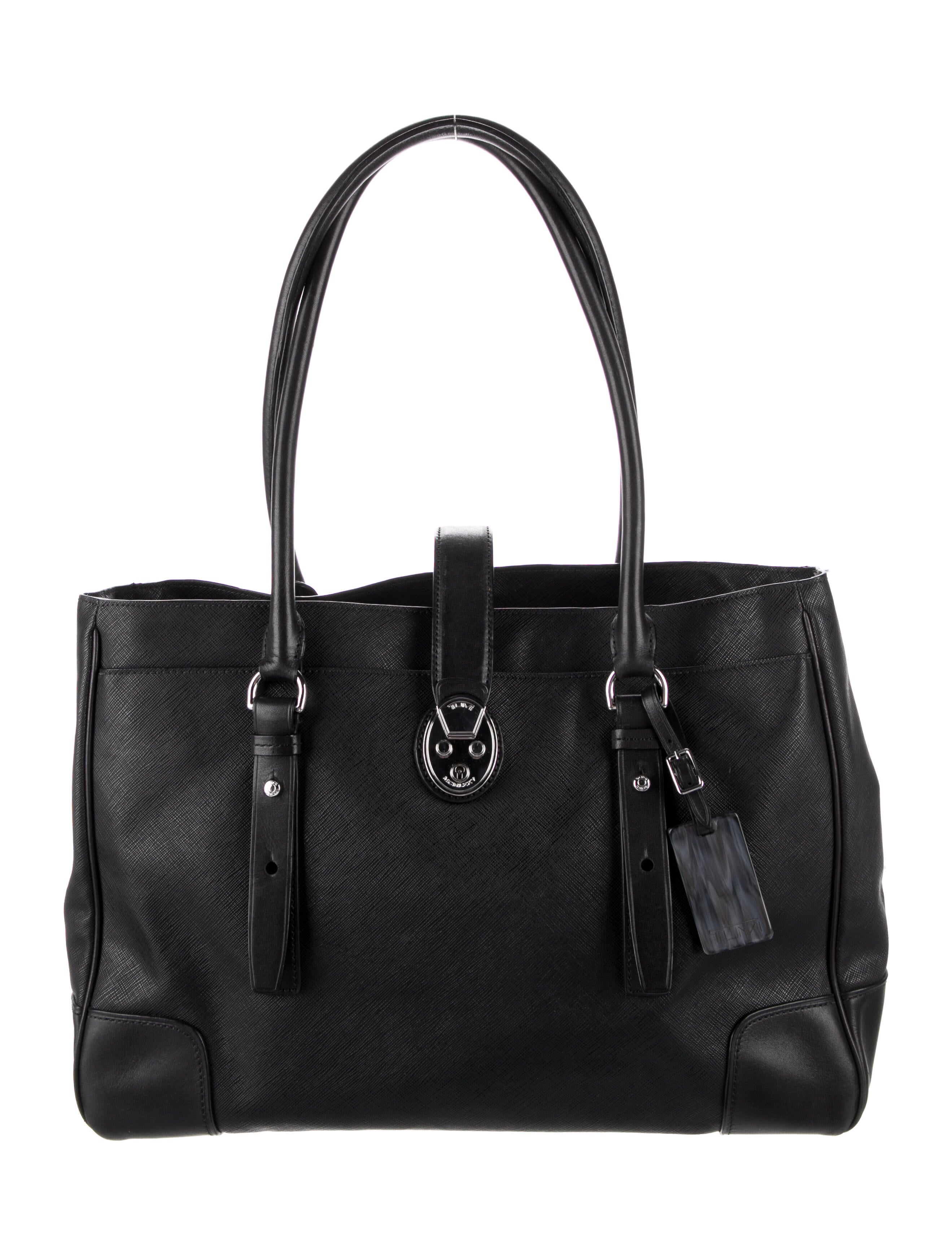 Tumi Saffiano Leather Shoulder Bag Black Shoulder Bags, Handbags