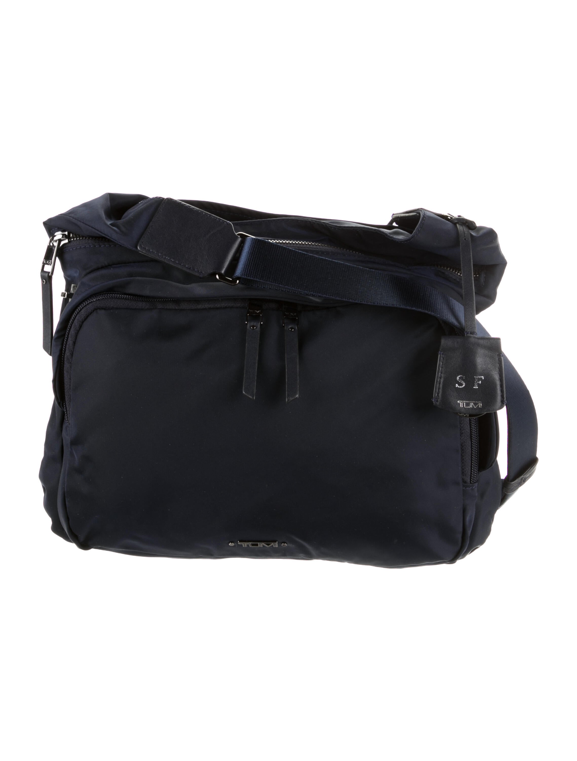 Tumi Nylon Leather Trimmed Crossbody Bag Blue Crossbody Bags