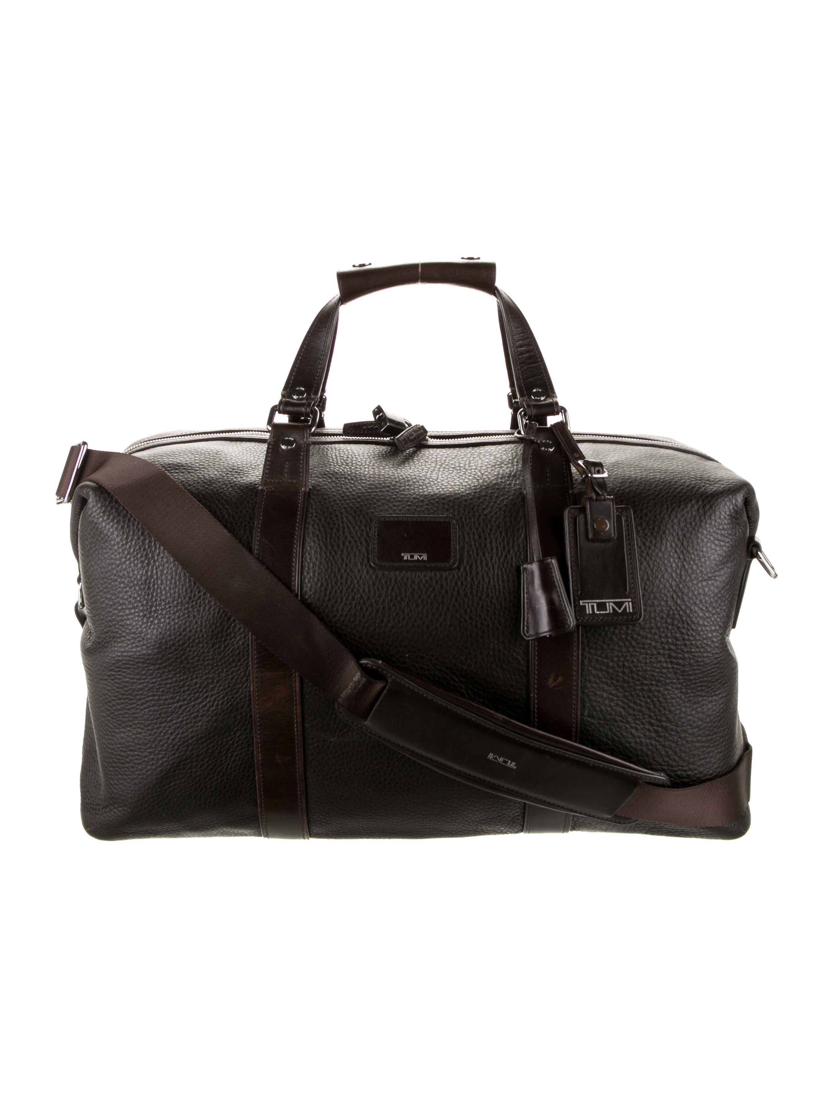 Tumi leather weekender clearance bag