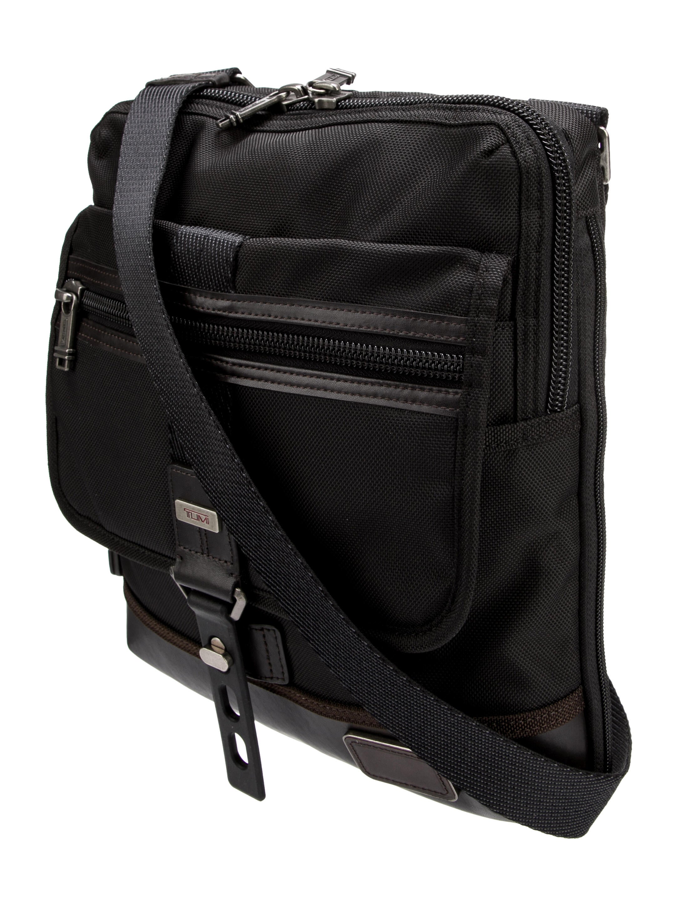 Tumi LeatherTrimmed Expandable Messenger Bag Black Messenger Bags