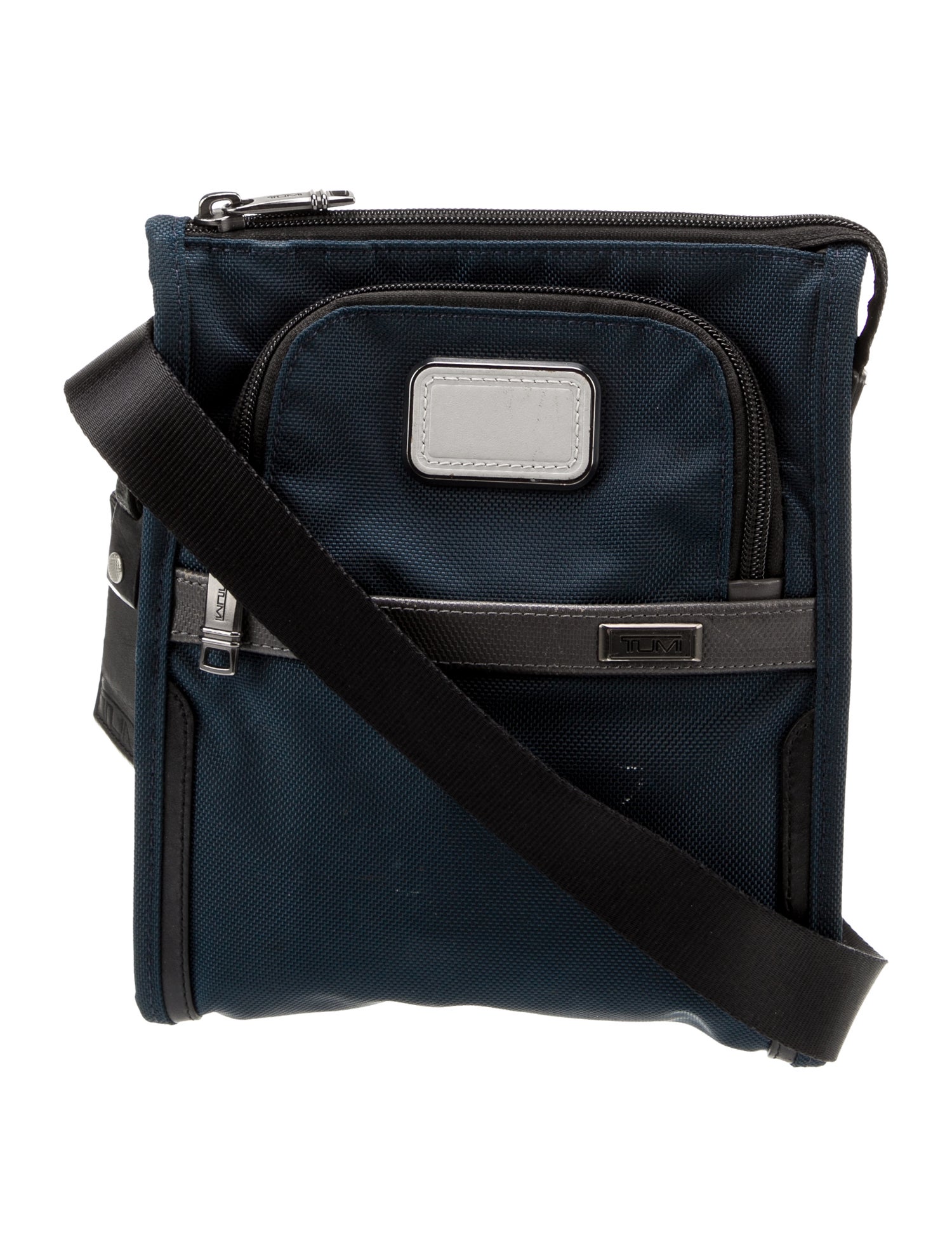 Tumi Leather Trim Nylon Shoulder Bag Blue Shoulder Bags Handbags