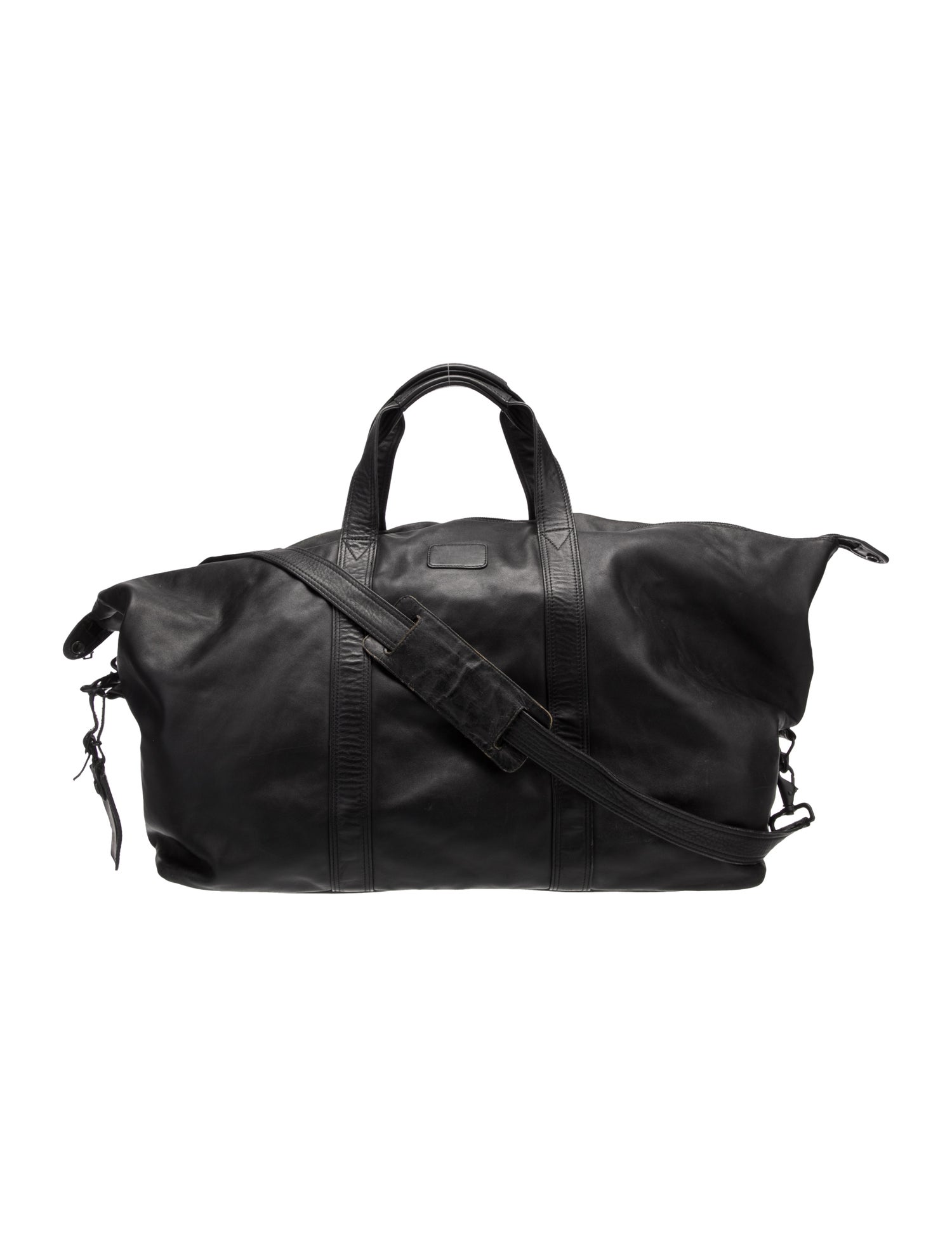 Tumi Black Leather Duffel Bag