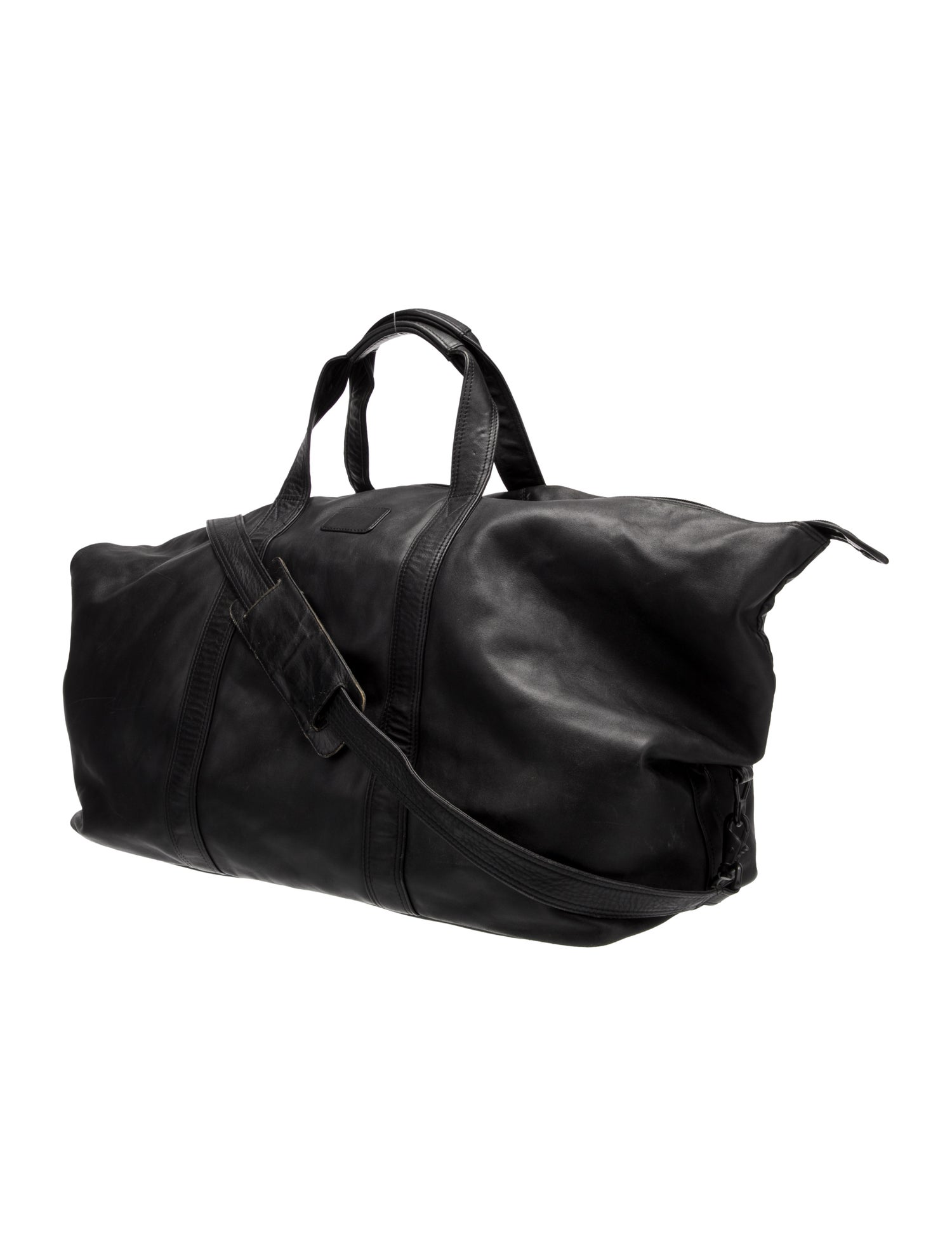 Tumi Black Leather Duffel Bag