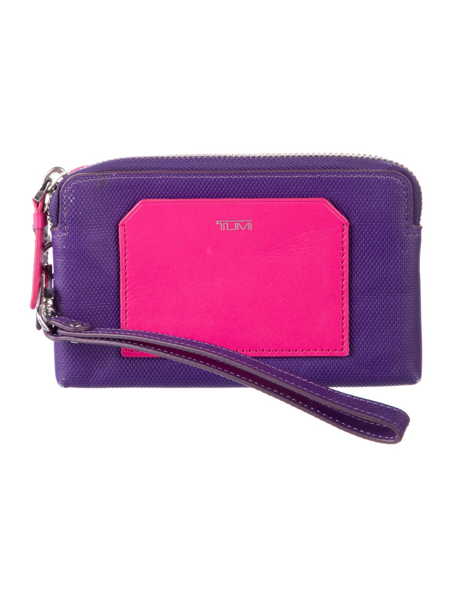 Tumi Leather Colorblock Pattern Wristlet