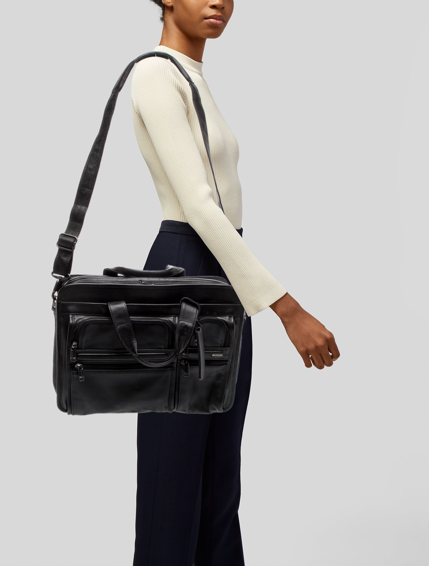 Tumi Leather Messenger Bag