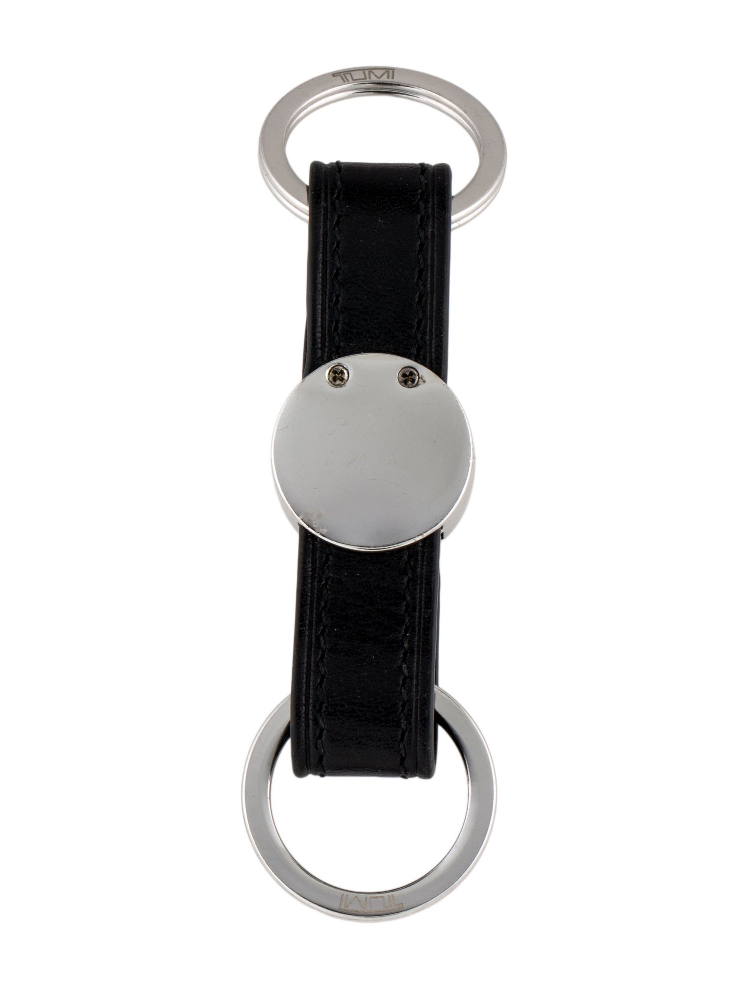 Tumi Leather Two Ring Keychain.