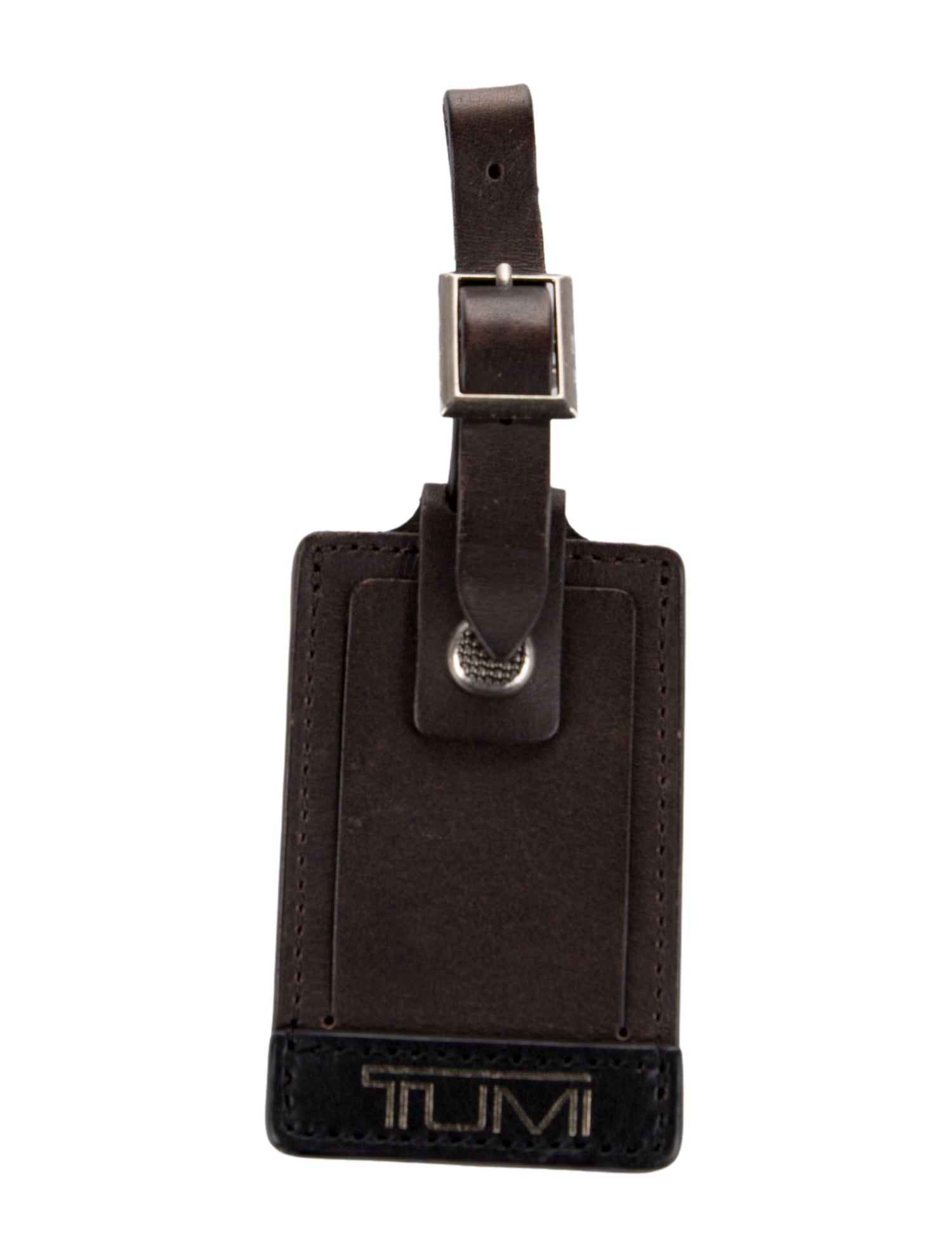 Tumi Brown leather Tumi luggage tag