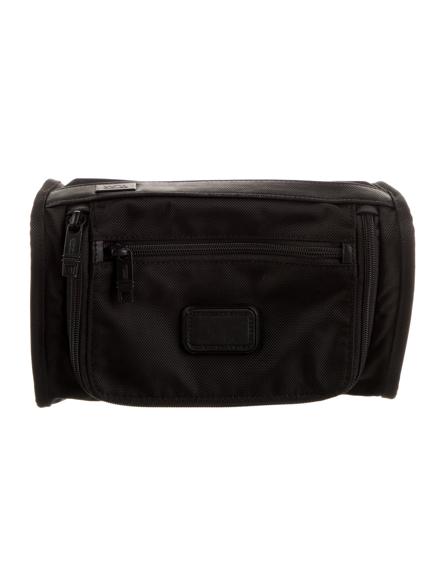 Tumi Canvas Leather-Trimmed cosmetic bag