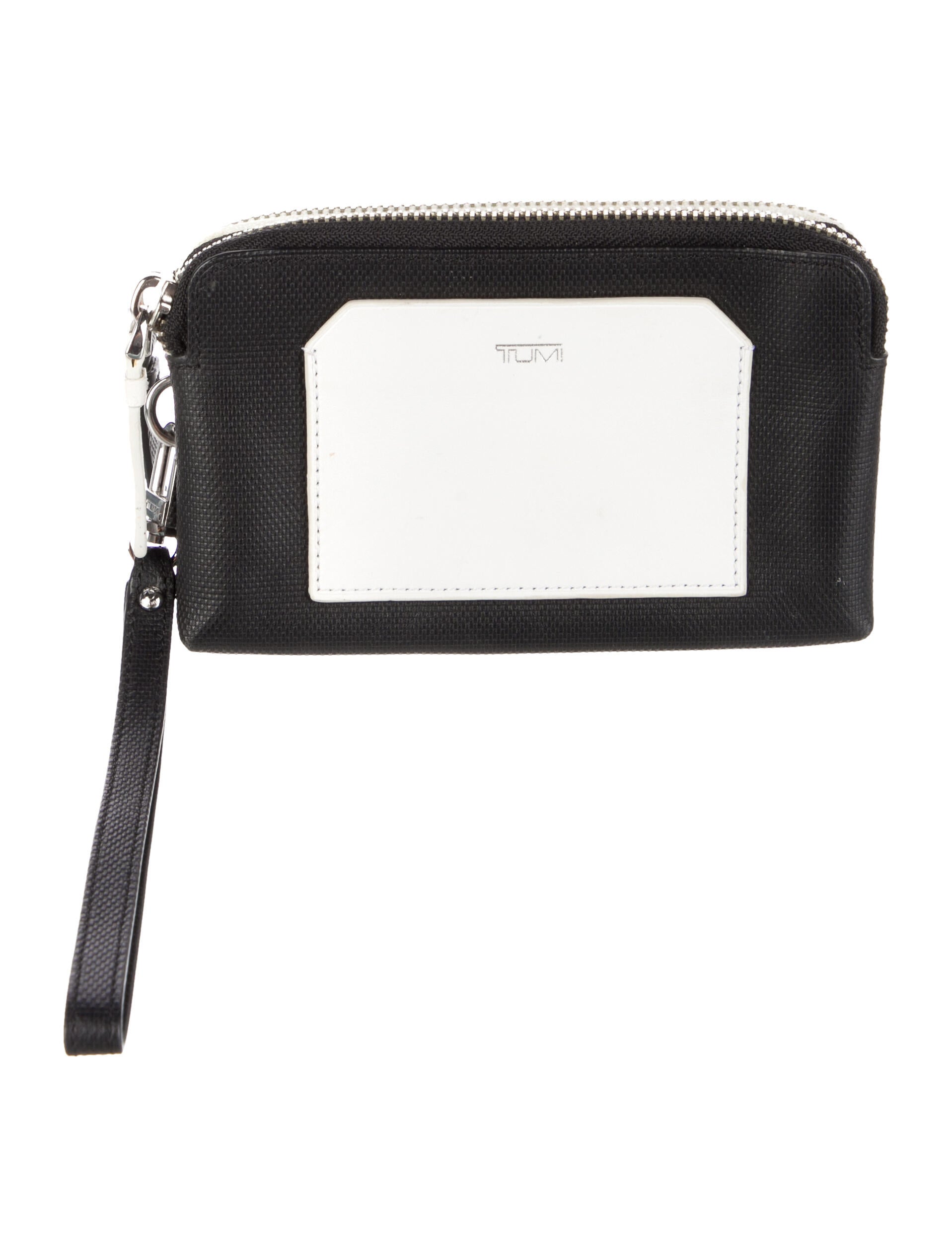 Tumi Leather Colorblock Pattern Wristlet