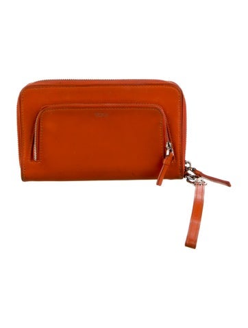 Pre-owned Tumi Leather Continental Wallet In Orange