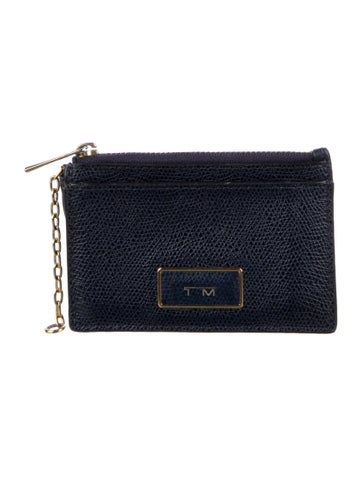 Pre-owned Tumi Leather Coin Pouch In Blue