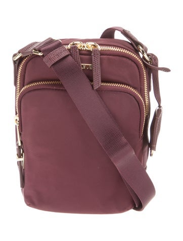 Pre-owned Tumi Nylon Bucket Bag In Burgundy